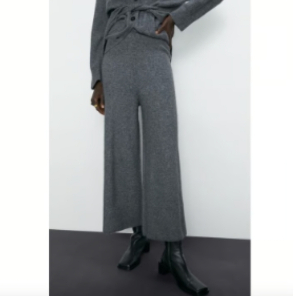 Zara Charcoal Wide-Leg Pants